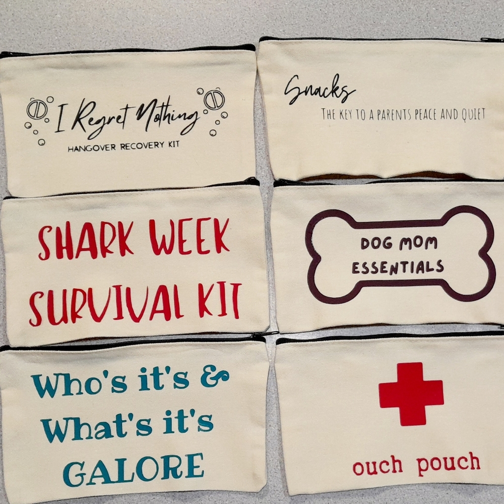 Cotton to go bag, cream and black. Handmade by me